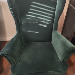 Price Drop - Green Velvet Wingback Armchairs (Set Of 2)