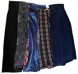 Lot of 5 Boho Wide Leg Flare Palazzo Pants Stretch Foldover Waist S