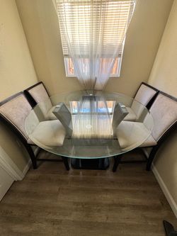 Round Glass Dining Table with 4 Chairs