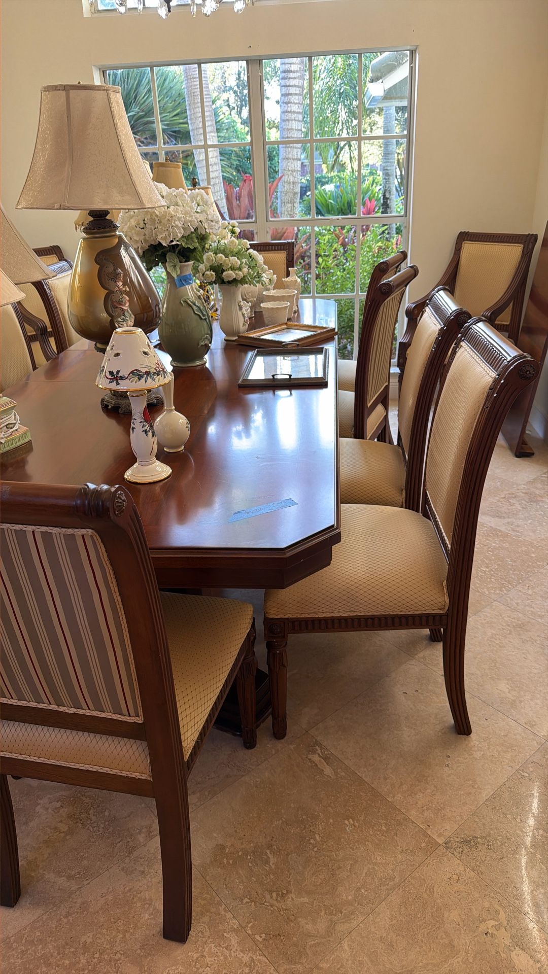Dining Room Table And 12 Chairs With 2 Leaves