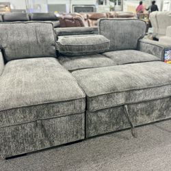 One Time Sale🔥Gorgeous Grey Pull Out Sleeper Sectional Available Amazing Deal Now Only $599😱