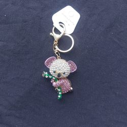 Cute Lovely Koala Bear Animal Diamond Crystal Rhinestone Gold Crystal Keychain Charm Pendent