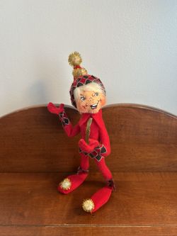 Annalee Red Harlequin Elf Doll 9.5” tall x 7” wide