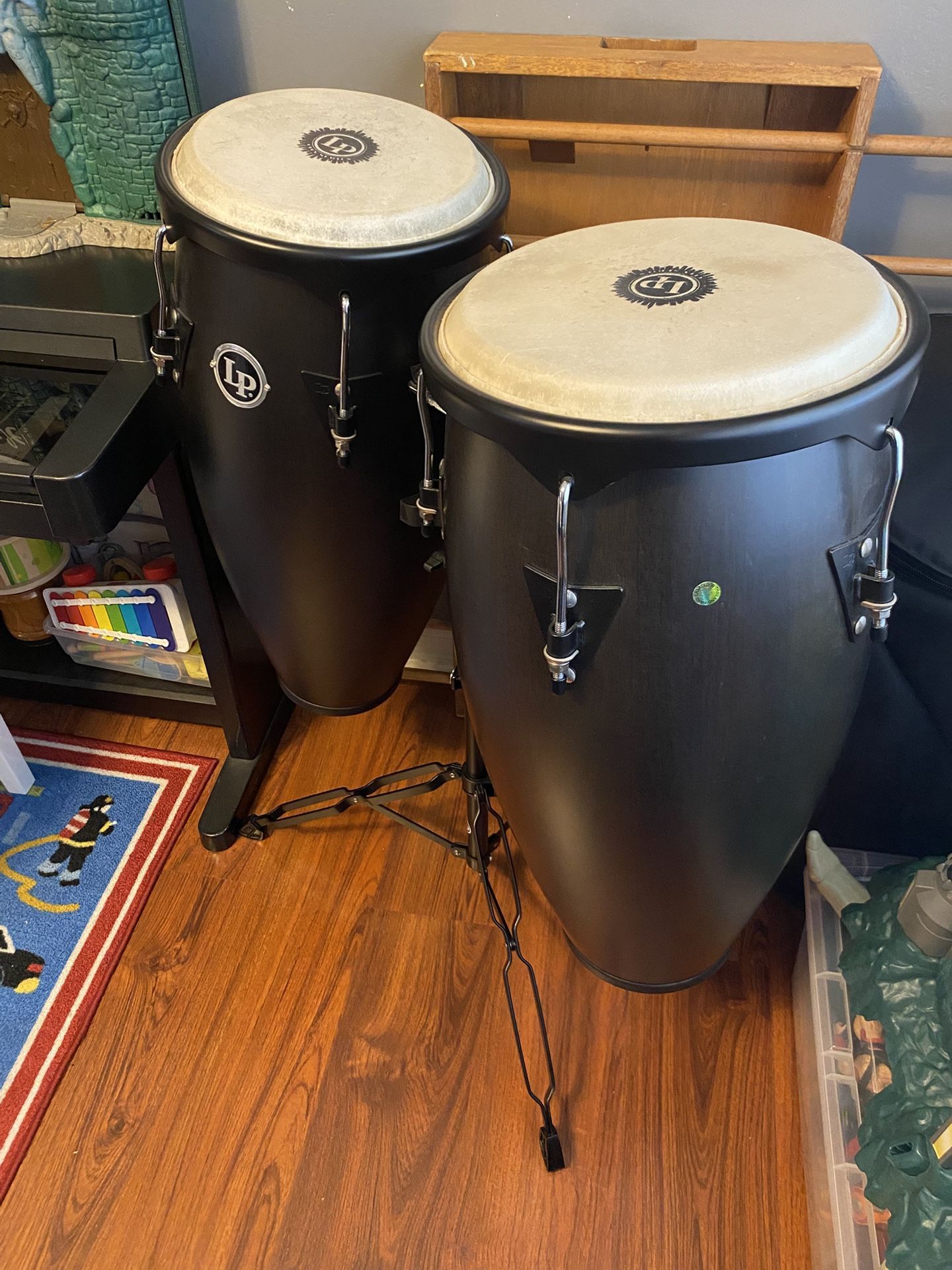 LP City Series Conga Set With Stand & Meinl Percussion Professional Conga Drum Bags