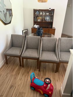 Grey west elm dining chairs