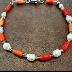 Elegant Coral and Pearl Bracelet