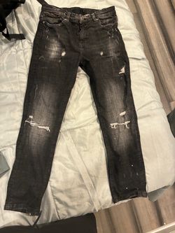 Black Distressed Slim Fit Jeans