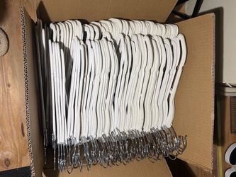 Bulk Lot of Velvet Non-Slip Clothes Hangers in white