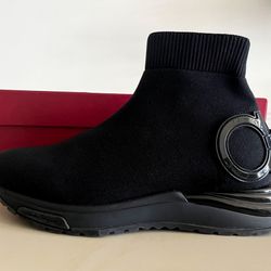 Salvatore Ferragamo Gardena Sock Sneaker in Black Size 8