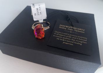 Quartz Ring Size 7.5 14k Gold Band