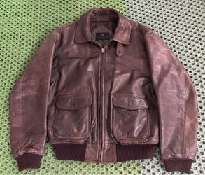 Vintage Abercrombie & Fitch Genuine Leather Bomber Jacket XL Brown