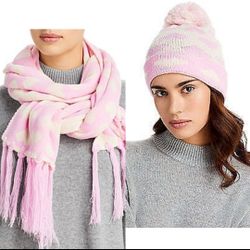 Aqua Heart Jacquard Scarf & Beanie Set - 100% Exclusive BLOOMINGDALES - $140