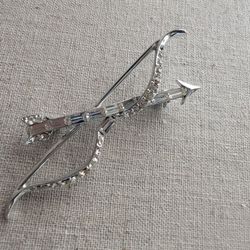 Bow And Arrow Rhinestone Brooch 