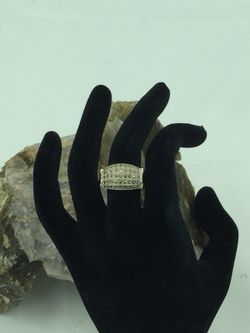 925 STER Silver Onyx & Marcasite Dome Ring 8.75