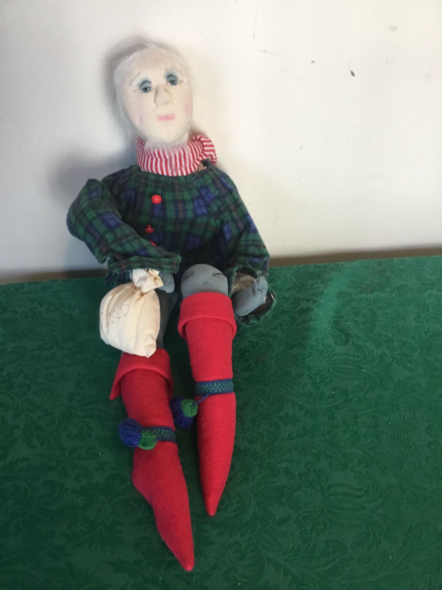 Handmade stuffed Mr. Stuffed Sandman Doll Detailed 24” Felt Cloth Face Boots Vintage 