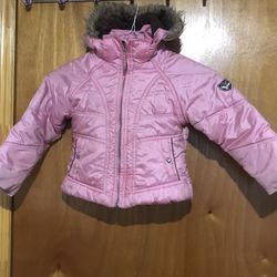 Hawke & CO Purple Ski Fleece-Lined Coat Faux Fur Hood 