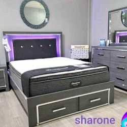 Ladonna Gray Led Panel Bedroom Set ♠️