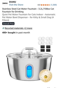 DIANU Stainless Steel Cat Water Fountain 3.2L