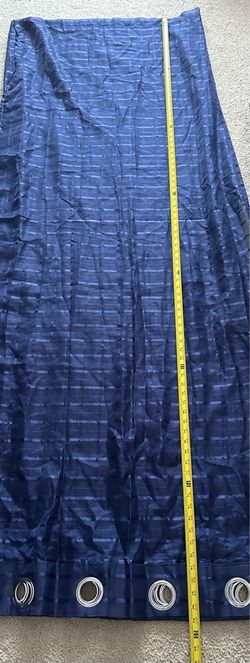 Navy Blue Grommet Curtain Panel (108x84) - Striped Pattern
