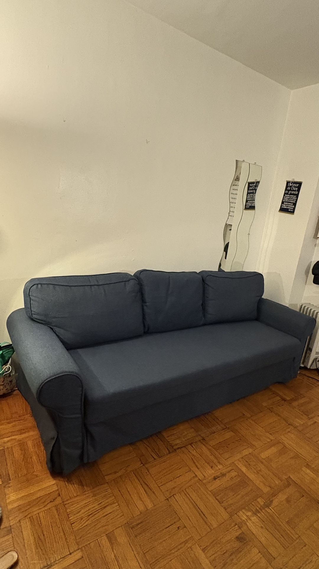 IKEA Navy Sofa Bed - Great Condition / Comfy Home Furniture / Great For Small Spaces