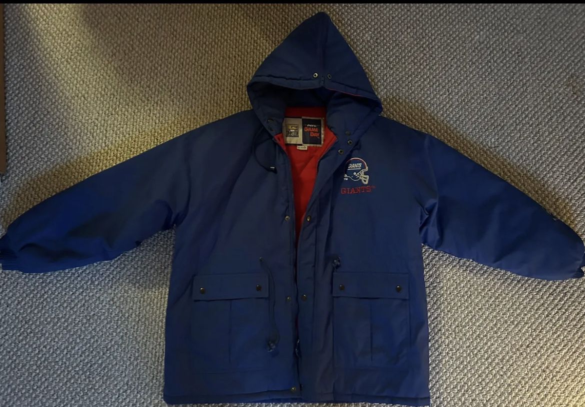 Authentic 1990s New York Giants Quilted Puffer Jacket Vintage XL Retro NFL Rare