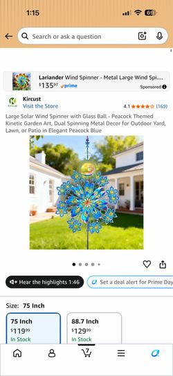 Large Solar Wind Spinner with Glass Ball - Peacock Themed Kinetic Garden Art, Dual Spinning Metal Decor for Outdoor Yard, Lawn, or Patio in Elegant Pe