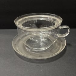 Glass tea cup with tea bag holder $4