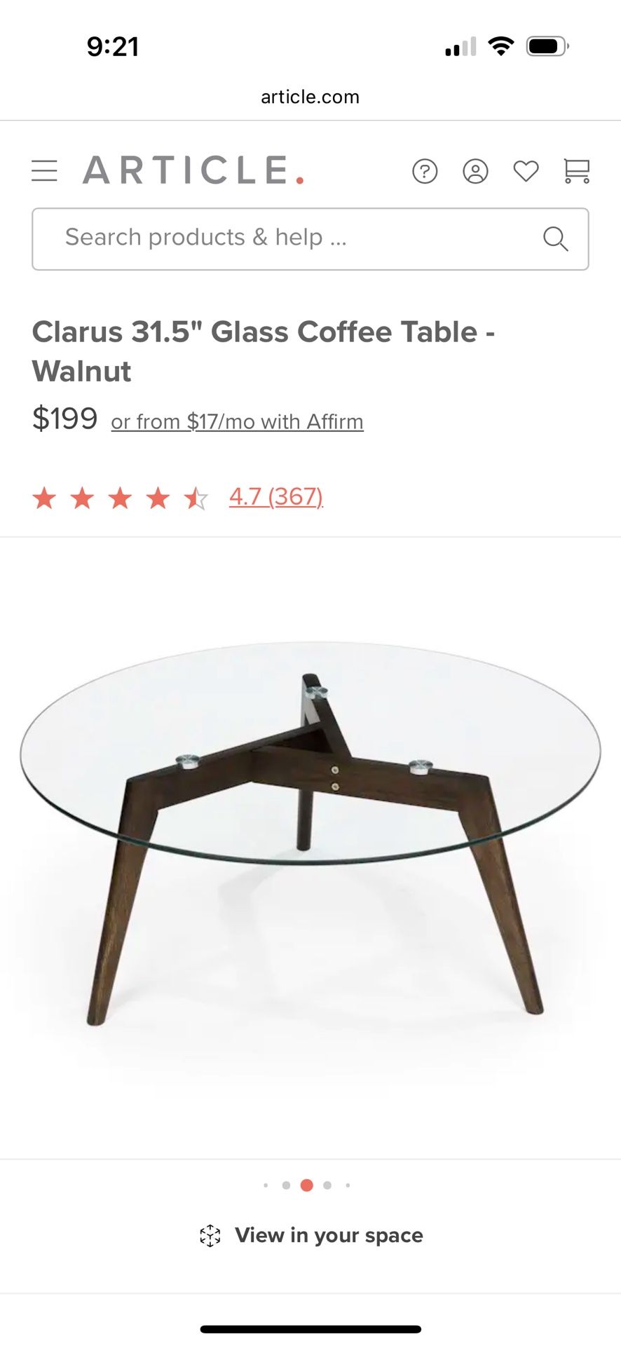 Article Glass Coffee Table 