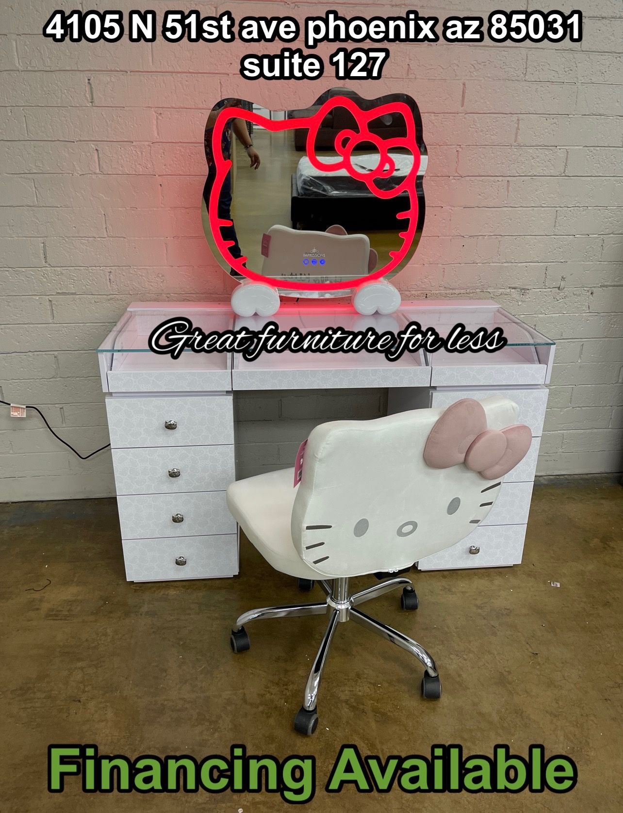 Impressions Vanity With Bluetooth Mirror And Chair Brand New