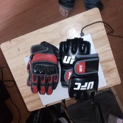 Two Sets Of Gloves UFC And Bike Gloves