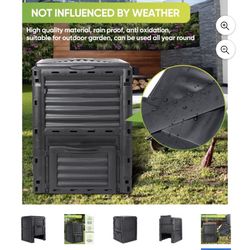 80 Gal Compost Bin Fertilizer Tumbler Container, Black