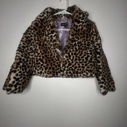 Girls Leopard Faux Coat