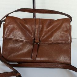 Lucky Brand Chic Brown Leather Crossbody Bag with Buckle