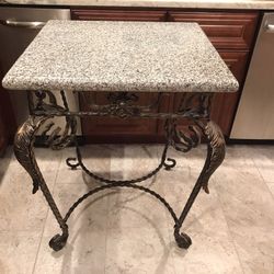 French Style Wrought Iron Table With Granite Top