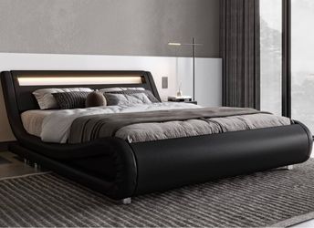 Black queen bed frame