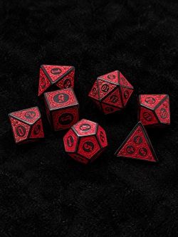 King of Crits Tribal Magma Red Black 7pc RPG Dice NEW