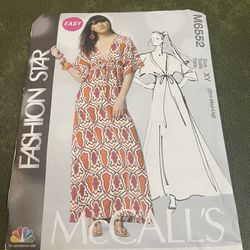 McCalls M6552 Fashion Star Boho Pullover Dress Womans SZ XY ( SM-MED-LG)
