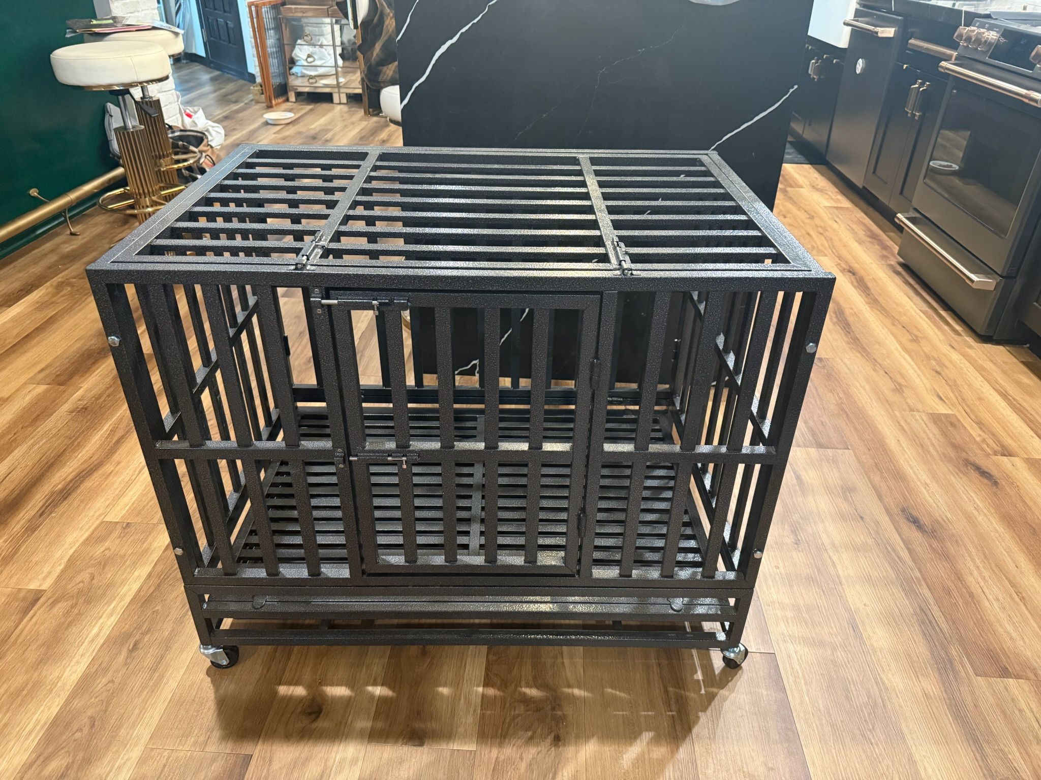 38 Inch Heavy Duty Dog Crate Kennel with Wheels - Like New