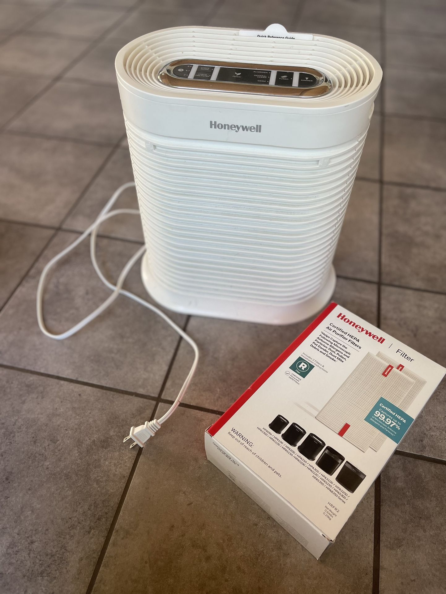 Honeywell HPA105-TGT True Hepa Air Purifier, White, Incl NEW 2-pack HEPA Filters R