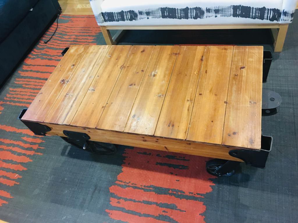Rich Industrial Style Brown Wooden Coffee Table