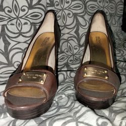 Michael kors brown leather heels