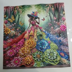 Woman In Colorful Dress Diamond Art Painting