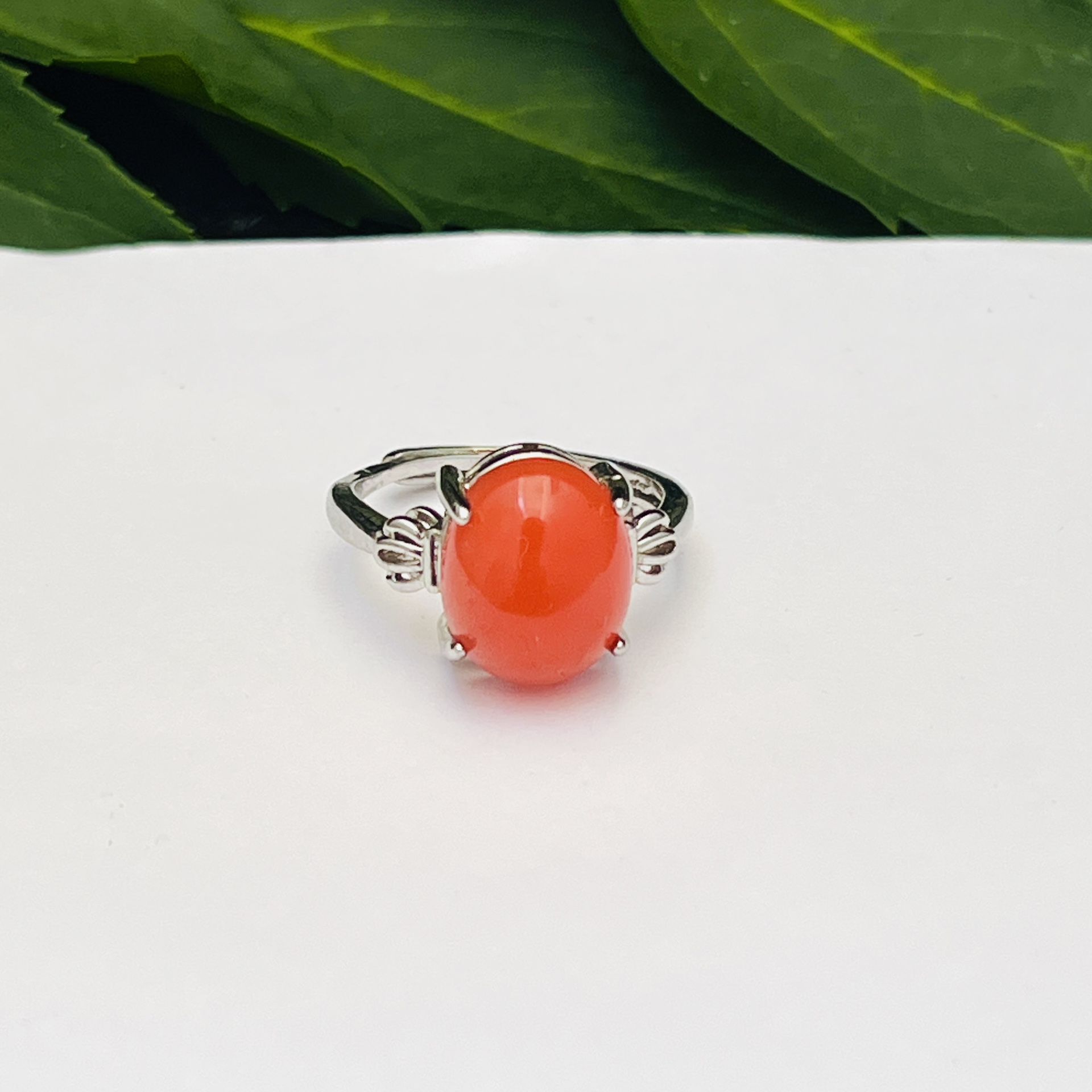 Natural Red Agate Women’s Ring 925sterling 