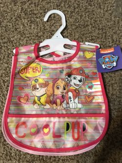 Nickelodeon Paw Patrol 2 Pack Crumb Catcher Bibs Water Proof For Girls