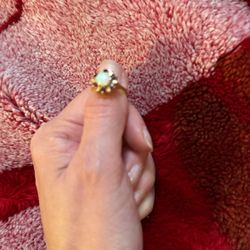 10kt opal garnet ring sz 4