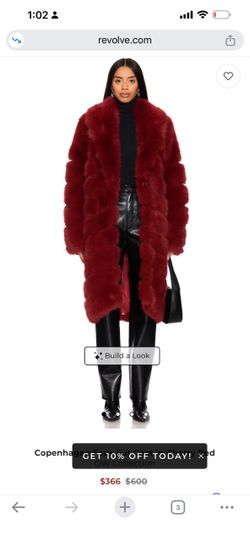 Faux fur coat (Cherry red )