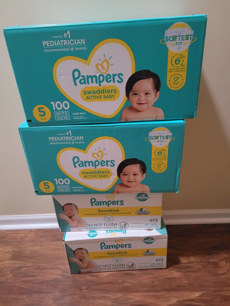 2 Box Pampers/2 Box Of Wipes