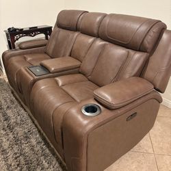 Power Reclining Leather Loveseat