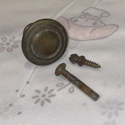 Round Brass Cabinet Knob- Vintage