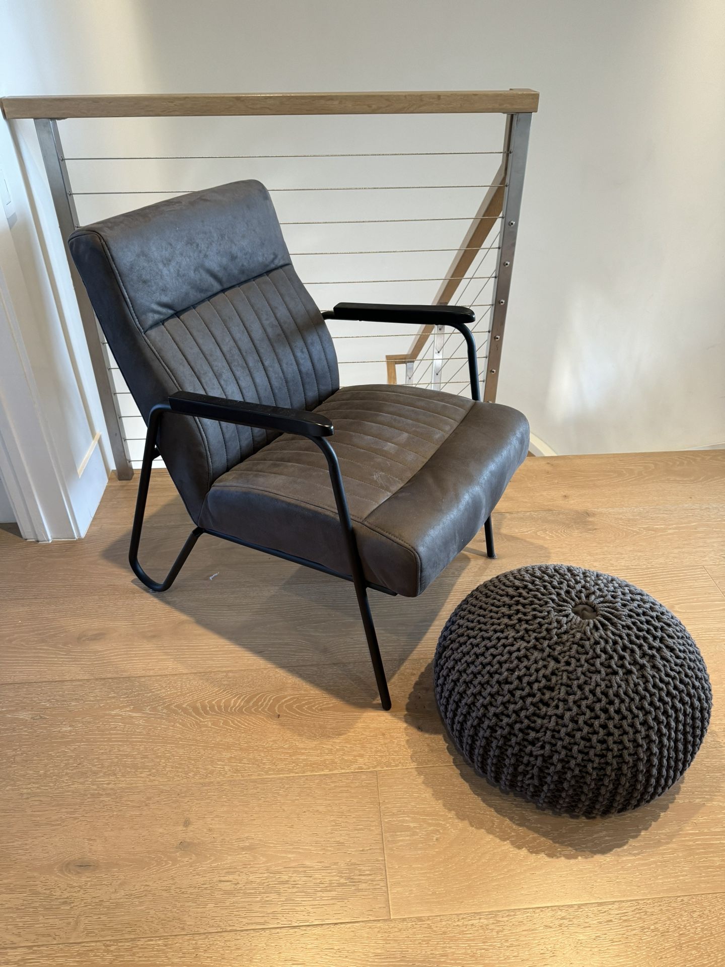 Arm Chair And Poof Ottoman